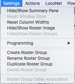 DecoderPro Settings menu