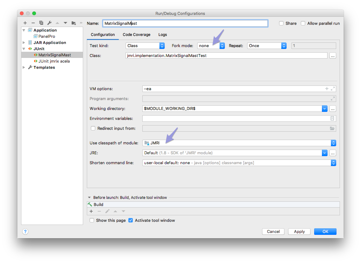 IntelliJ Debug/Run Configuration - Edit New Config pane