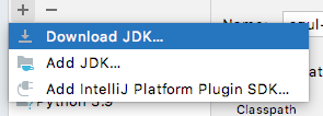 IntelliJ JDK dropdown