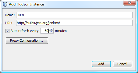 Add Hudson Instance dialog