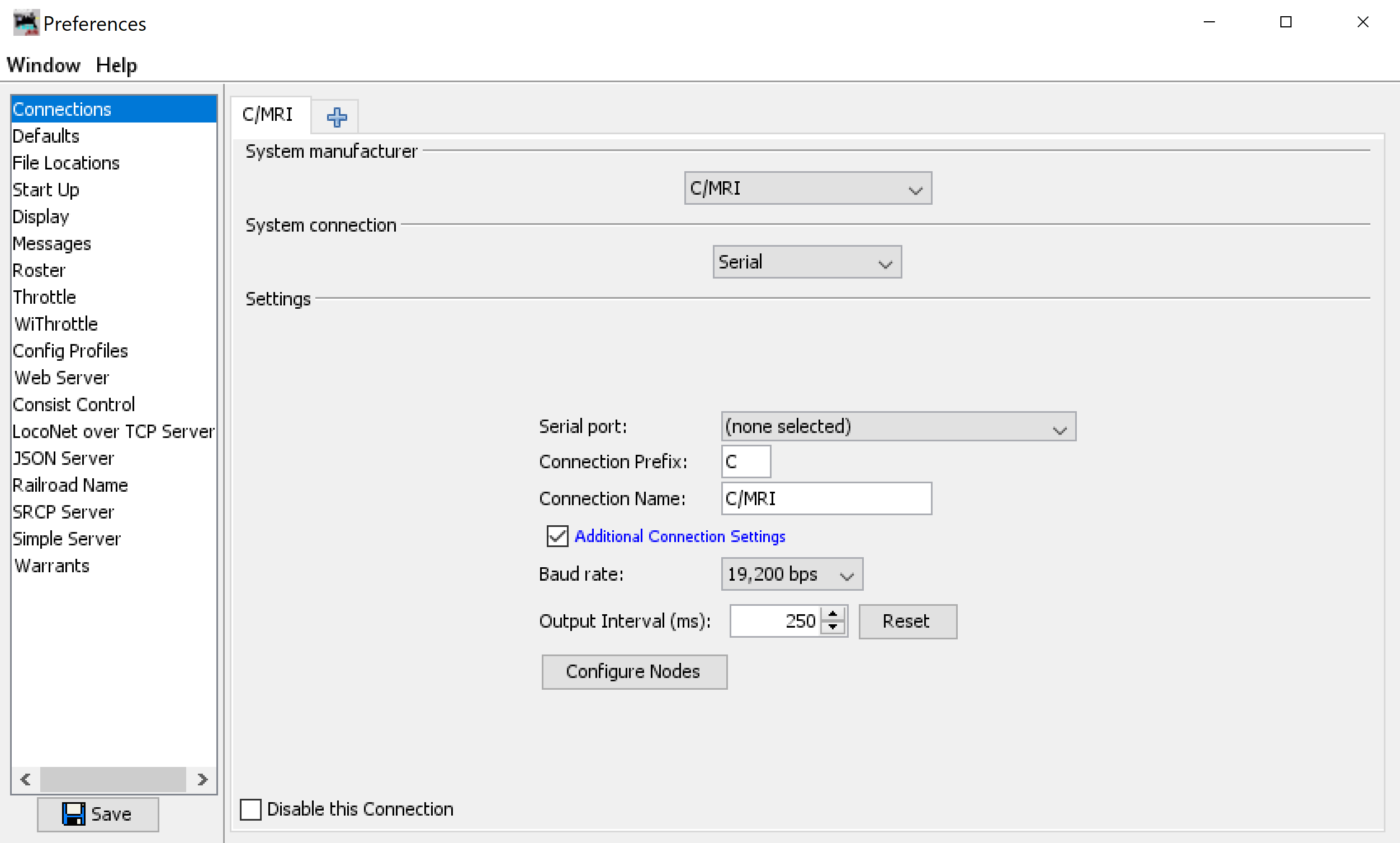 CMRI Prefs - Serial