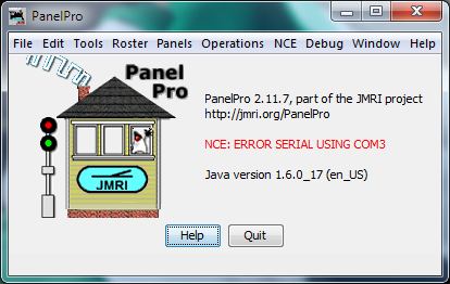 JMRI PanelPro Main Panel