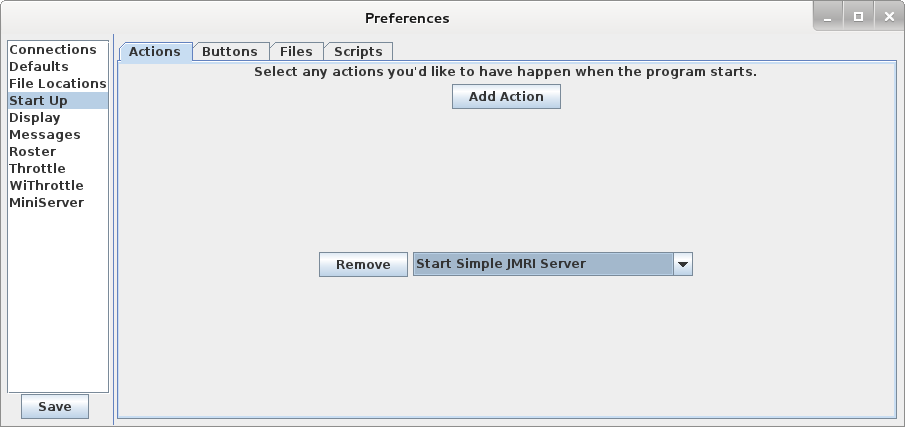 Action added to automatically start the JMRI SimpleServer