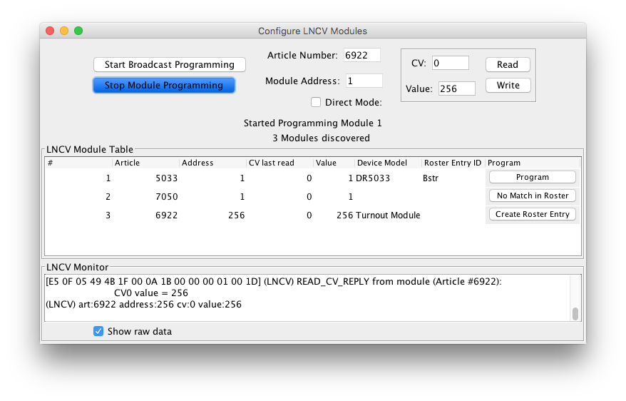 LNCV Programming Tool can't find a matching definition