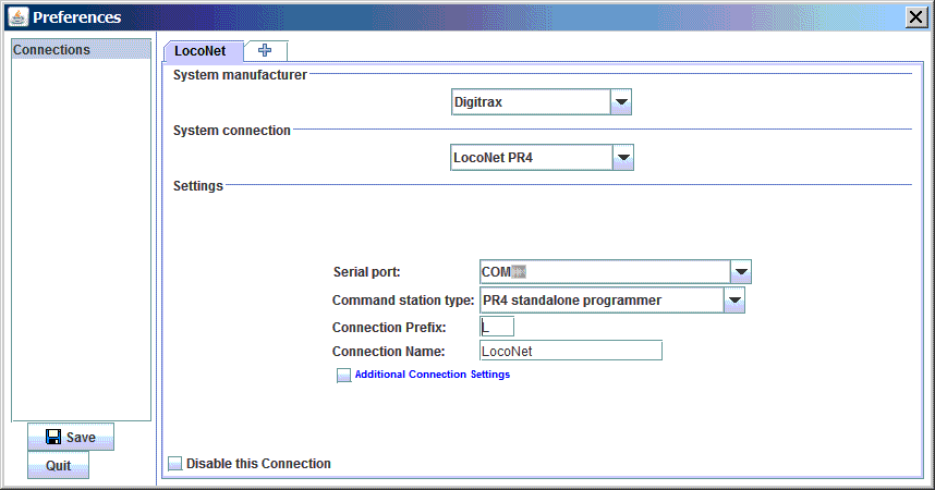 Sample configuration profile with PR4 as a standalone programmer