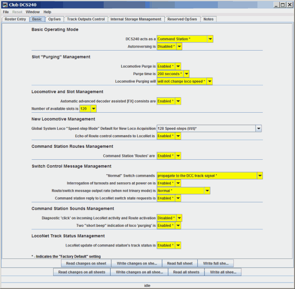 Example of the Roster-based Command Station Configuration Window