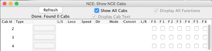 Show NCE Cabs Pane