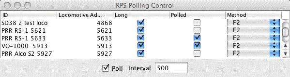 RPS Receiver Control window