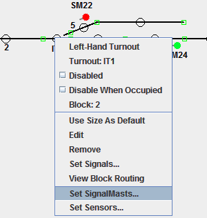 signal mast context menu