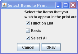 print dialog box selected