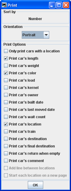 roster print options