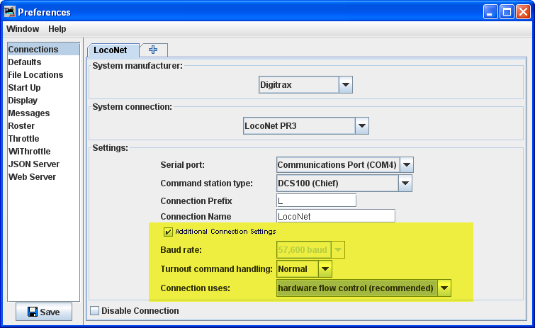 connections pane