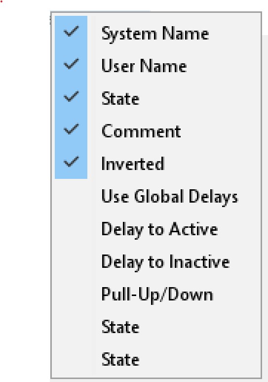 Sensor Table Columns (Rel 4.20)