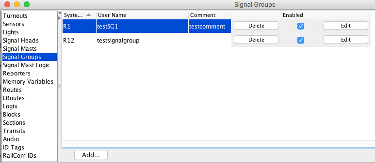 Tools > Signal Group Table