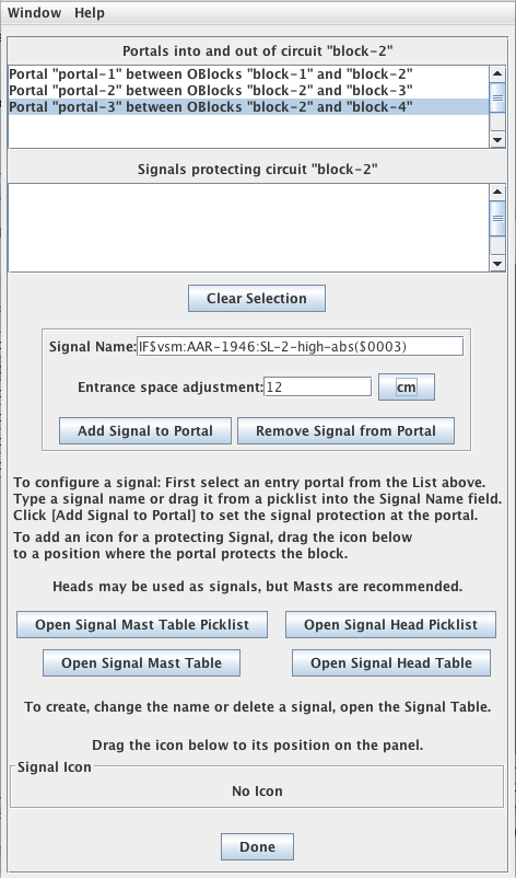 Edit Signal (on Portal) panel