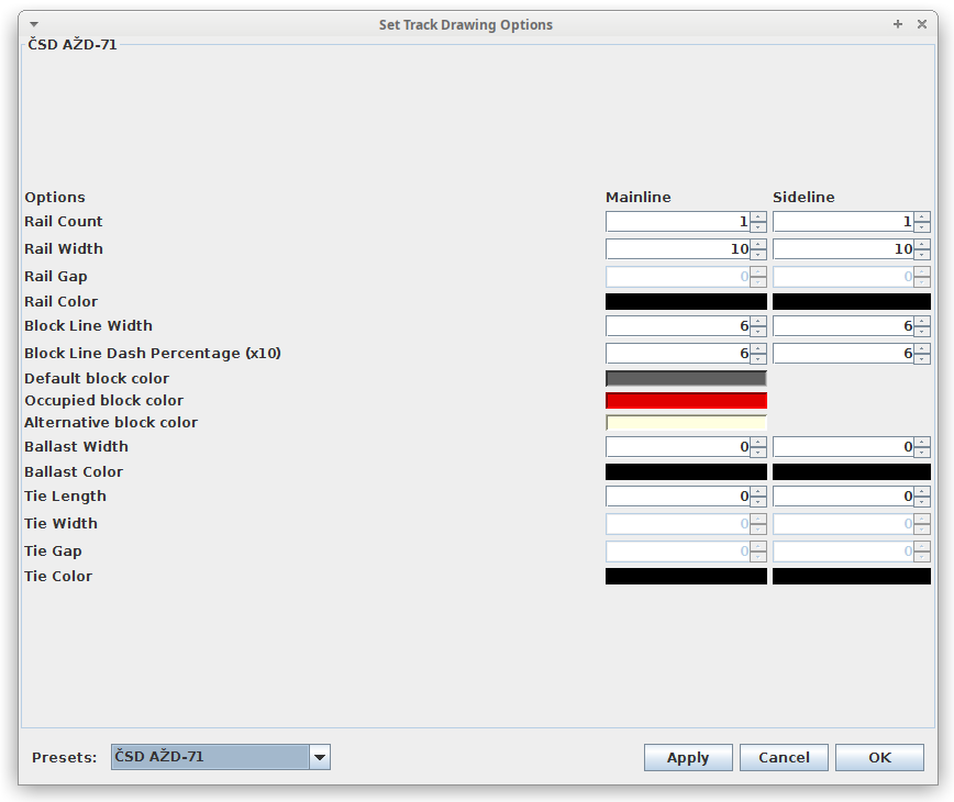 Track Drawing Options Dialog