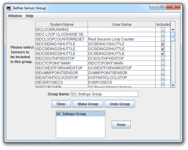 JMRI Sensor Groups