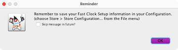 Fast Clock Setup config pane