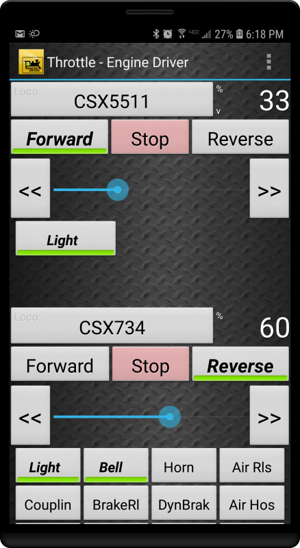 Android Engine Driver screen