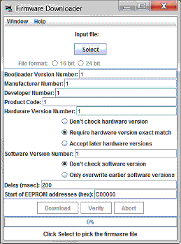 Example of the Download Firmware Window