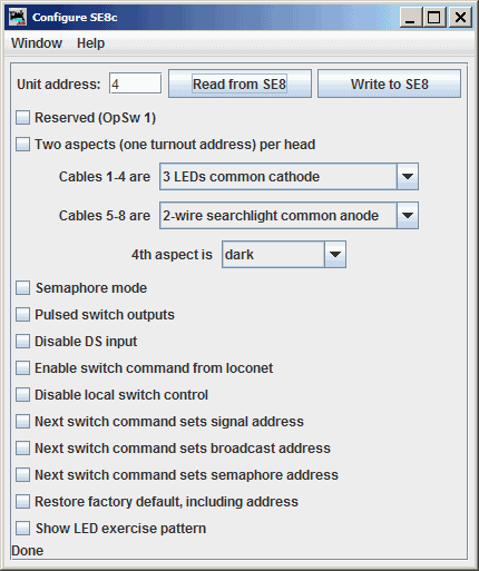 SE8c Configuration Tool Screen Capture