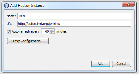 Add Hudson Instance dialog