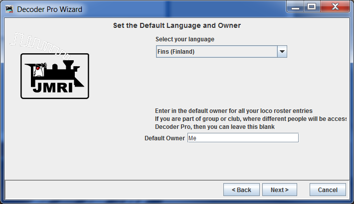 JMRI Start Wizard Set Language