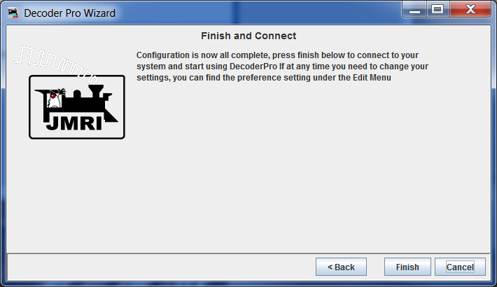JMRI Start Wizard Finished
