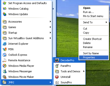 start menu properties