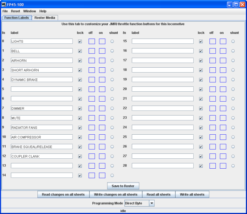 Function Label pane