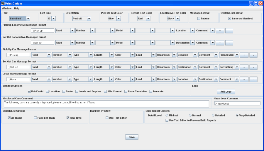 print options