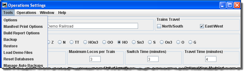 settings menu