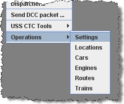 Operations menu