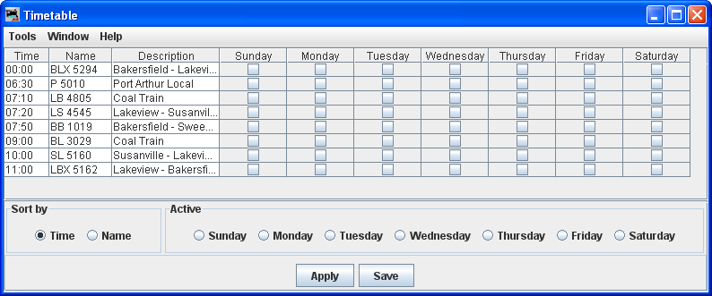 timetable